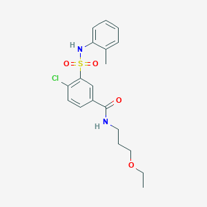 molecular formula C19H23ClN2O4S B4655336 4-chloro-N-(3-ethoxypropyl)-3-{[(2-methylphenyl)amino]sulfonyl}benzamide 