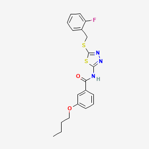molecular formula C20H20FN3O2S2 B4655344 3-butoxy-N-{5-[(2-fluorobenzyl)thio]-1,3,4-thiadiazol-2-yl}benzamide 