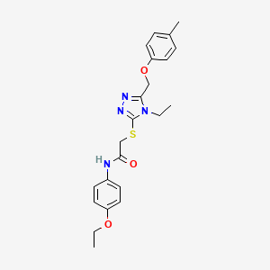 molecular formula C22H26N4O3S B4655383 N-(4-ethoxyphenyl)-2-({4-ethyl-5-[(4-methylphenoxy)methyl]-4H-1,2,4-triazol-3-yl}thio)acetamide 