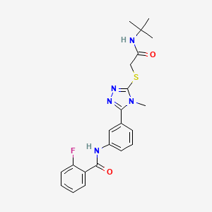 molecular formula C22H24FN5O2S B4655402 N-[3-(5-{[2-(tert-butylamino)-2-oxoethyl]thio}-4-methyl-4H-1,2,4-triazol-3-yl)phenyl]-2-fluorobenzamide 
