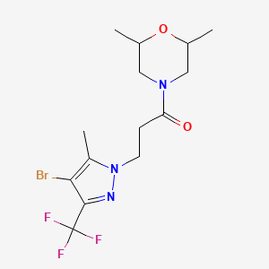 molecular formula C14H19BrF3N3O2 B4655412 4-{3-[4-bromo-5-methyl-3-(trifluoromethyl)-1H-pyrazol-1-yl]propanoyl}-2,6-dimethylmorpholine 
