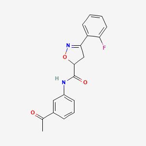 molecular formula C18H15FN2O3 B4655413 N-(3-acetylphenyl)-3-(2-fluorophenyl)-4,5-dihydro-5-isoxazolecarboxamide 