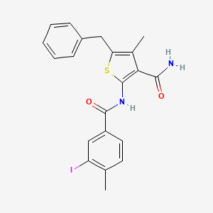molecular formula C21H19IN2O2S B4655439 5-benzyl-2-[(3-iodo-4-methylbenzoyl)amino]-4-methyl-3-thiophenecarboxamide 