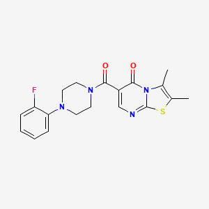 molecular formula C19H19FN4O2S B4655458 6-{[4-(2-fluorophenyl)-1-piperazinyl]carbonyl}-2,3-dimethyl-5H-[1,3]thiazolo[3,2-a]pyrimidin-5-one 