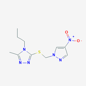3-methyl-5-{[(4-nitro-1H-pyrazol-1-yl)methyl]thio}-4-propyl-4H-1,2,4-triazole