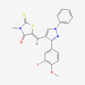 molecular formula C21H16FN3O2S2 B4655505 5-{[3-(3-fluoro-4-methoxyphenyl)-1-phenyl-1H-pyrazol-4-yl]methylene}-3-methyl-2-thioxo-1,3-thiazolidin-4-one CAS No. 624724-17-0