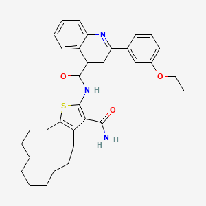 molecular formula C33H37N3O3S B4655509 N-[3-(aminocarbonyl)-4,5,6,7,8,9,10,11,12,13-decahydrocyclododeca[b]thien-2-yl]-2-(3-ethoxyphenyl)-4-quinolinecarboxamide 