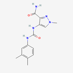 molecular formula C14H17N5O2 B4655518 4-({[(3,4-dimethylphenyl)amino]carbonyl}amino)-1-methyl-1H-pyrazole-3-carboxamide 