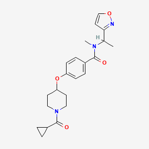 molecular formula C22H27N3O4 B4655544 4-{[1-(cyclopropylcarbonyl)-4-piperidinyl]oxy}-N-[1-(3-isoxazolyl)ethyl]-N-methylbenzamide 