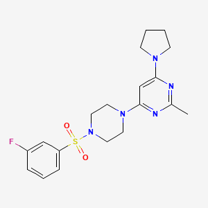 molecular formula C19H24FN5O2S B4655566 4-{4-[(3-fluorophenyl)sulfonyl]-1-piperazinyl}-2-methyl-6-(1-pyrrolidinyl)pyrimidine 