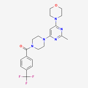 molecular formula C21H24F3N5O2 B4655582 4-(2-methyl-6-{4-[4-(trifluoromethyl)benzoyl]-1-piperazinyl}-4-pyrimidinyl)morpholine 