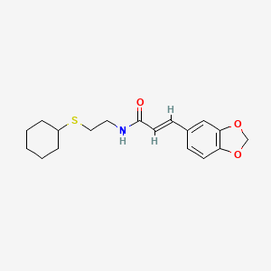 molecular formula C18H23NO3S B4655589 3-(1,3-benzodioxol-5-yl)-N-[2-(cyclohexylthio)ethyl]acrylamide 