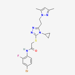 molecular formula C20H22BrFN6OS B4655603 N-(4-bromo-2-fluorophenyl)-2-({4-cyclopropyl-5-[2-(3,5-dimethyl-1H-pyrazol-1-yl)ethyl]-4H-1,2,4-triazol-3-yl}thio)acetamide 