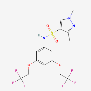 molecular formula C15H15F6N3O4S B4655624 N-[3,5-bis(2,2,2-trifluoroethoxy)phenyl]-1,3-dimethyl-1H-pyrazole-4-sulfonamide 