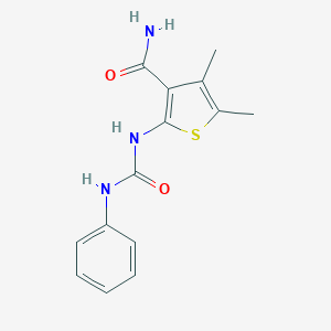 molecular formula C14H15N3O2S B465563 2-[[苯胺基(氧代)甲基]氨基]-4,5-二甲基-3-噻吩甲酰胺 CAS No. 433315-76-5