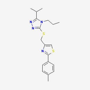 molecular formula C19H24N4S2 B4655652 3-isopropyl-5-({[2-(4-methylphenyl)-1,3-thiazol-4-yl]methyl}thio)-4-propyl-4H-1,2,4-triazole 
