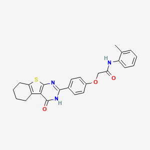 molecular formula C25H23N3O3S B4655677 N-(2-methylphenyl)-2-[4-(4-oxo-3,4,5,6,7,8-hexahydro[1]benzothieno[2,3-d]pyrimidin-2-yl)phenoxy]acetamide 