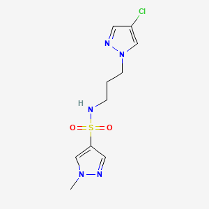 molecular formula C10H14ClN5O2S B4655679 N-[3-(4-chloro-1H-pyrazol-1-yl)propyl]-1-methyl-1H-pyrazole-4-sulfonamide 