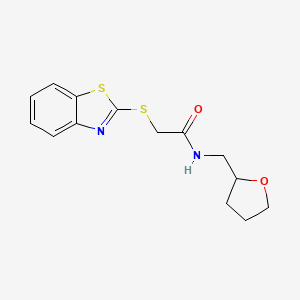 molecular formula C14H16N2O2S2 B4655683 2-(1,3-benzothiazol-2-ylthio)-N-(tetrahydro-2-furanylmethyl)acetamide 