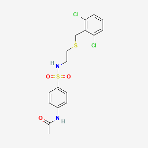 molecular formula C17H18Cl2N2O3S2 B4655695 N-{4-[({2-[(2,6-dichlorobenzyl)thio]ethyl}amino)sulfonyl]phenyl}acetamide 
