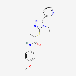2-{[4-ethyl-5-(3-pyridinyl)-4H-1,2,4-triazol-3-yl]thio}-N-(4-methoxyphenyl)propanamide