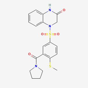 molecular formula C20H21N3O4S2 B4655759 4-{[4-(methylthio)-3-(1-pyrrolidinylcarbonyl)phenyl]sulfonyl}-3,4-dihydro-2(1H)-quinoxalinone 