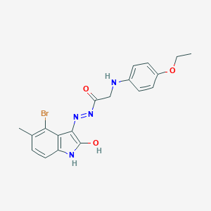 molecular formula C19H19BrN4O3 B465576 N'-(4-bromo-5-methyl-2-oxo-1,2-dihydro-3H-indol-3-ylidene)-2-(4-ethoxyanilino)acetohydrazide 