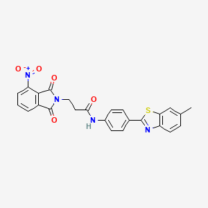 molecular formula C25H18N4O5S B4655783 N-[4-(6-methyl-1,3-benzothiazol-2-yl)phenyl]-3-(4-nitro-1,3-dioxo-1,3-dihydro-2H-isoindol-2-yl)propanamide 