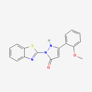 molecular formula C17H13N3O2S B4655795 1-(1,3-benzothiazol-2-yl)-3-(2-methoxyphenyl)-1H-pyrazol-5-ol 