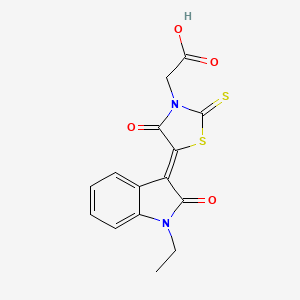 molecular formula C15H12N2O4S2 B4655796 [5-(1-ethyl-2-oxo-1,2-dihydro-3H-indol-3-ylidene)-4-oxo-2-thioxo-1,3-thiazolidin-3-yl]acetic acid 