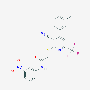 molecular formula C23H17F3N4O3S B4655816 2-{[3-cyano-4-(3,4-dimethylphenyl)-6-(trifluoromethyl)-2-pyridinyl]thio}-N-(3-nitrophenyl)acetamide 