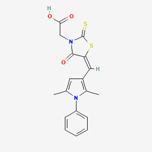 molecular formula C18H16N2O3S2 B4655819 {5-[(2,5-dimethyl-1-phenyl-1H-pyrrol-3-yl)methylene]-4-oxo-2-thioxo-1,3-thiazolidin-3-yl}acetic acid 