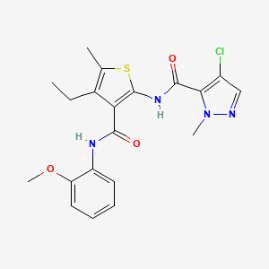 molecular formula C20H21ClN4O3S B4655857 4-chloro-N-(4-ethyl-3-{[(2-methoxyphenyl)amino]carbonyl}-5-methyl-2-thienyl)-1-methyl-1H-pyrazole-5-carboxamide 