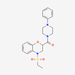 molecular formula C21H25N3O4S B4655863 4-(ethylsulfonyl)-2-[(4-phenyl-1-piperazinyl)carbonyl]-3,4-dihydro-2H-1,4-benzoxazine 