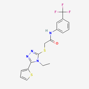 molecular formula C17H15F3N4OS2 B4655926 2-{[4-ethyl-5-(2-thienyl)-4H-1,2,4-triazol-3-yl]thio}-N-[3-(trifluoromethyl)phenyl]acetamide 