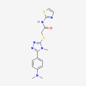 molecular formula C16H18N6OS2 B4655929 2-({5-[4-(dimethylamino)phenyl]-4-methyl-4H-1,2,4-triazol-3-yl}thio)-N-1,3-thiazol-2-ylacetamide 