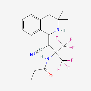 molecular formula C19H19F6N3O B4655946 N-[1-[cyano(3,3-dimethyl-3,4-dihydro-1(2H)-isoquinolinylidene)methyl]-2,2,2-trifluoro-1-(trifluoromethyl)ethyl]propanamide 