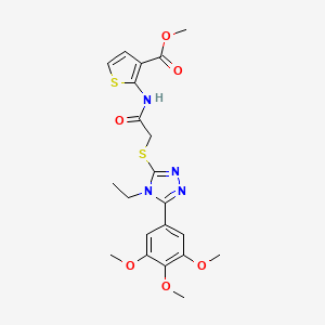 molecular formula C21H24N4O6S2 B4655953 methyl 2-[({[4-ethyl-5-(3,4,5-trimethoxyphenyl)-4H-1,2,4-triazol-3-yl]thio}acetyl)amino]-3-thiophenecarboxylate 