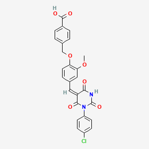4-[(4-{[1-(4-chlorophenyl)-2,4,6-trioxotetrahydro-5(2H)-pyrimidinylidene]methyl}-2-methoxyphenoxy)methyl]benzoic acid