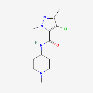 molecular formula C12H19ClN4O B4655992 4-chloro-1,3-dimethyl-N-(1-methyl-4-piperidinyl)-1H-pyrazole-5-carboxamide 