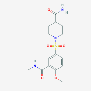 molecular formula C15H21N3O5S B4655997 1-({4-methoxy-3-[(methylamino)carbonyl]phenyl}sulfonyl)-4-piperidinecarboxamide 