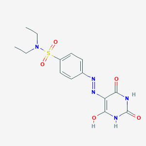 molecular formula C14H17N5O5S B465600 N,N-diethyl-4-[2-(2,4,6-trioxotetrahydropyrimidin-5(2H)-ylidene)hydrazino]benzenesulfonamide CAS No. 326911-65-3