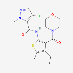 molecular formula C17H21ClN4O3S B4656011 4-chloro-N-[4-ethyl-5-methyl-3-(4-morpholinylcarbonyl)-2-thienyl]-1-methyl-1H-pyrazole-5-carboxamide 