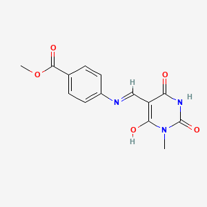 molecular formula C14H13N3O5 B4656018 methyl 4-{[(1-methyl-2,4,6-trioxotetrahydro-5(2H)-pyrimidinylidene)methyl]amino}benzoate 