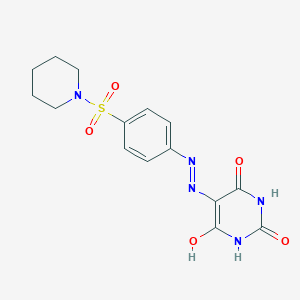 molecular formula C15H17N5O5S B465602 pyrimidine-2,4,5,6(1H,3H)-tetrone 5-{[4-(piperidin-1-ylsulfonyl)phenyl]hydrazone} 