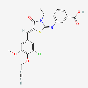 molecular formula C23H19ClN2O5S B4656055 3-({5-[3-chloro-5-methoxy-4-(2-propyn-1-yloxy)benzylidene]-3-ethyl-4-oxo-1,3-thiazolidin-2-ylidene}amino)benzoic acid 