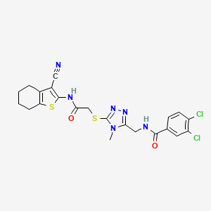 molecular formula C22H20Cl2N6O2S2 B4656080 3,4-dichloro-N-{[5-({2-[(3-cyano-4,5,6,7-tetrahydro-1-benzothien-2-yl)amino]-2-oxoethyl}thio)-4-methyl-4H-1,2,4-triazol-3-yl]methyl}benzamide 