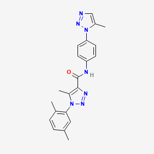 molecular formula C21H21N7O B4656106 1-(2,5-dimethylphenyl)-5-methyl-N-[4-(5-methyl-1H-1,2,3-triazol-1-yl)phenyl]-1H-1,2,3-triazole-4-carboxamide 
