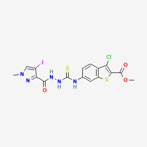 molecular formula C16H13ClIN5O3S2 B4656122 methyl 3-chloro-6-[({2-[(4-iodo-1-methyl-1H-pyrazol-3-yl)carbonyl]hydrazino}carbonothioyl)amino]-1-benzothiophene-2-carboxylate 