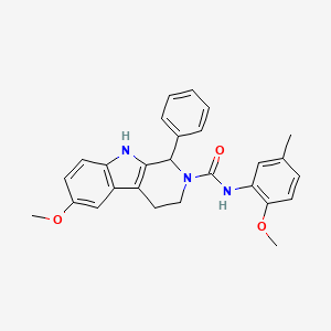 molecular formula C27H27N3O3 B4656144 6-methoxy-N-(2-methoxy-5-methylphenyl)-1-phenyl-1,3,4,9-tetrahydro-2H-beta-carboline-2-carboxamide 